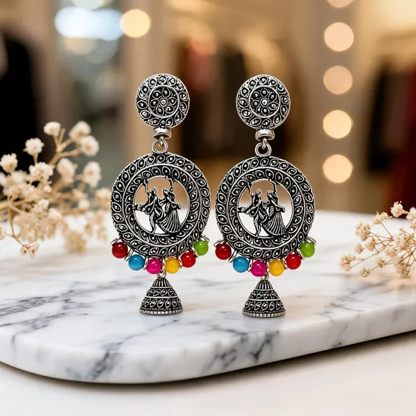 Oxidized_Jhumka_Earrings_With_Beads