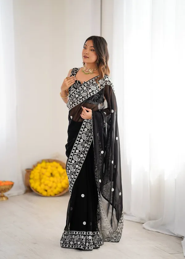 Black_Georgette_Embroidery_Saree