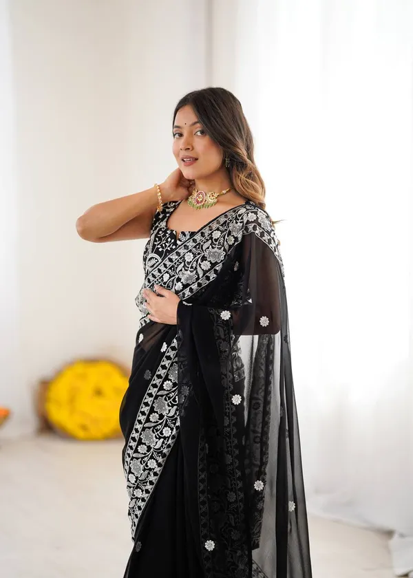 Black_Georgette_Embroidery_Saree