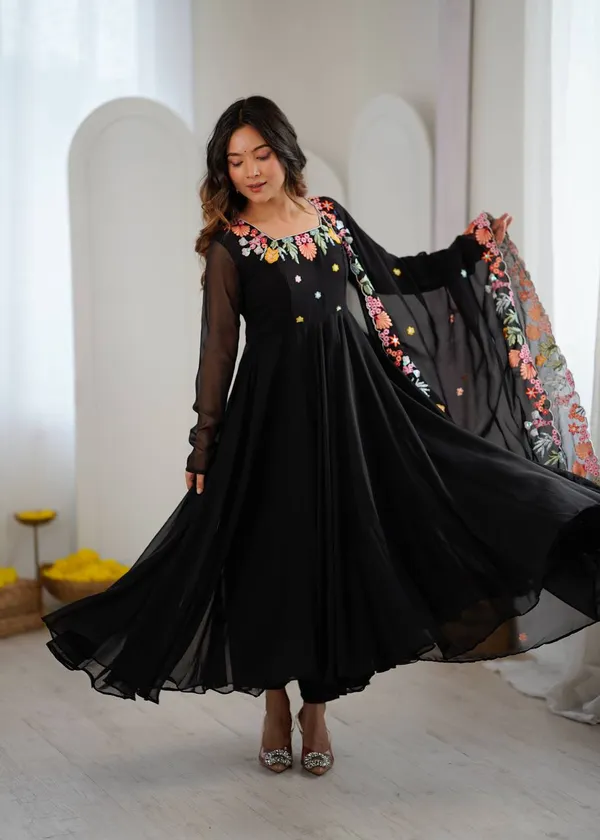 Black_Georgette_Embroidery_Anarkali_Suit