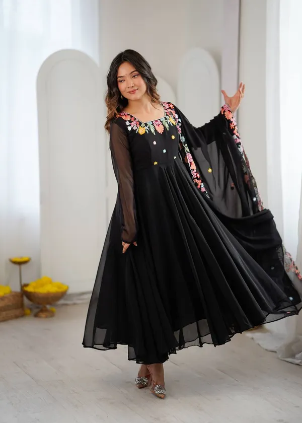 Black_Georgette_Embroidery_Anarkali_Suit