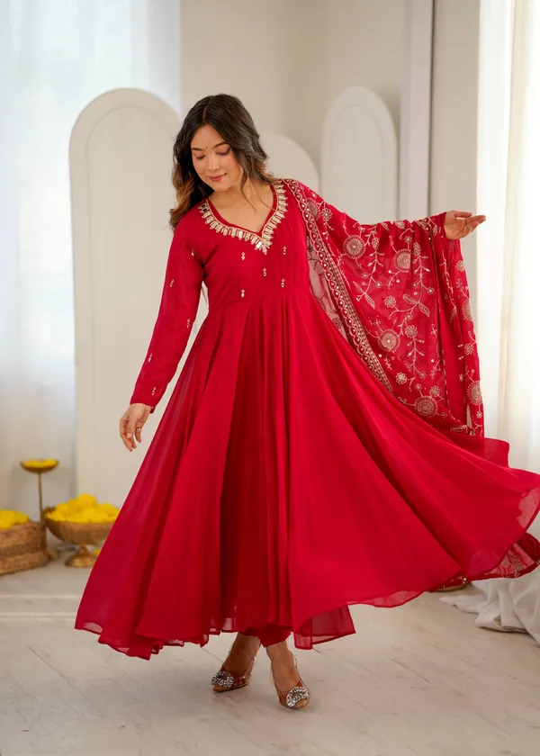 Red_Georgette_Khatli_Work_Anarkali_Suit