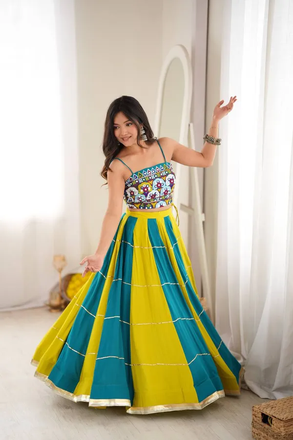 Teal_Blue_Thread_Work_Rayon_Navratri_Special_Lehenga_Choli