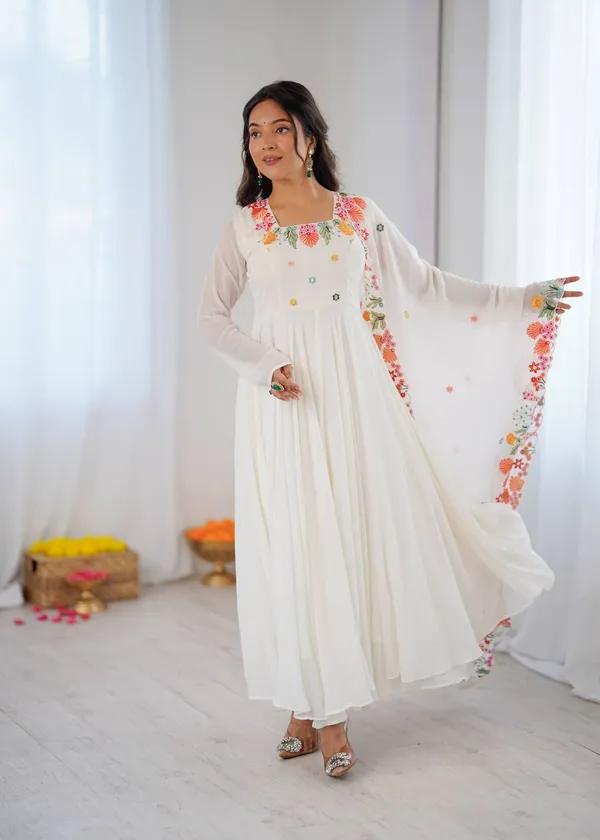 White_Georgette_Embroidery_Anarkali_Suit