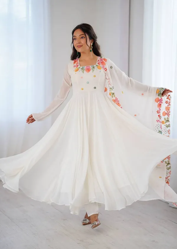 White_Georgette_Embroidery_Anarkali_Suit