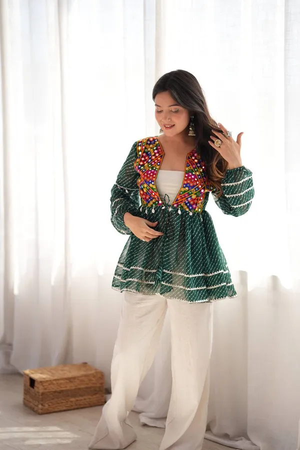 Wonderful_Bottle_Green_Embroidered_Georgette_Navratri_Special_Top