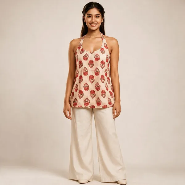 Peach_Pure_Cotton_Short_Kurti