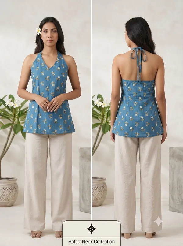 Blue_Pure_Cotton_Short_Kurti
