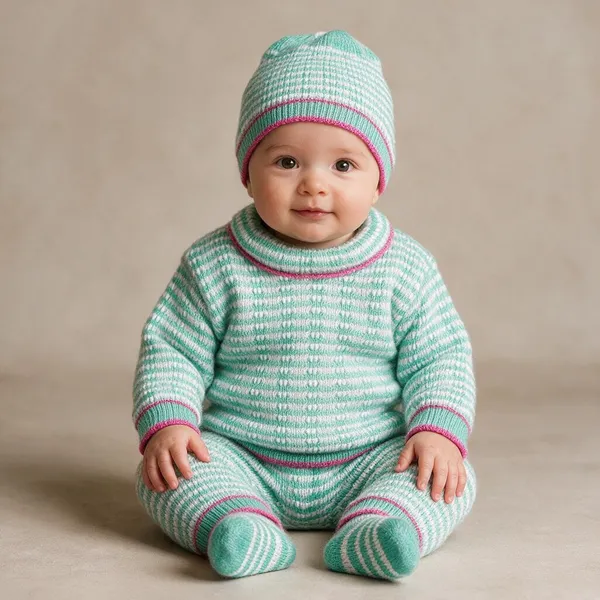 Green_Knitted_Striped_Winter_Set_For_Baby