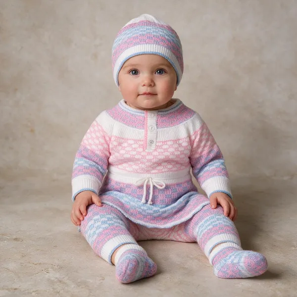 White_Knitted_Sweater_Dress_Set_For_Baby_Girls