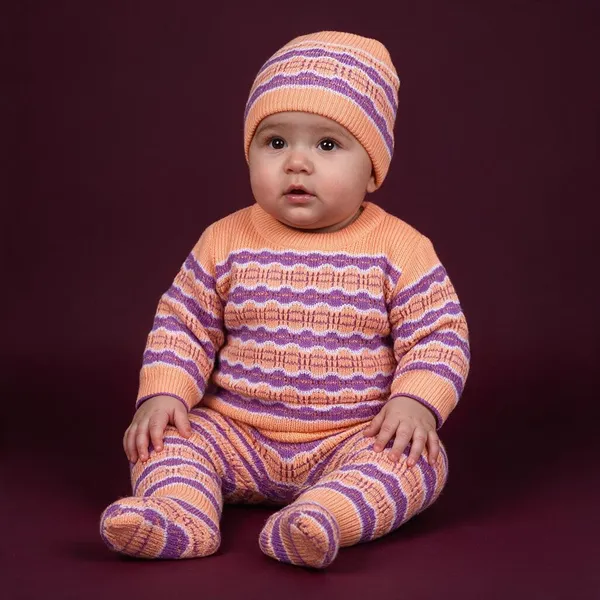 Orange_Knitted_Patterned_Winter_Set_For_Babies