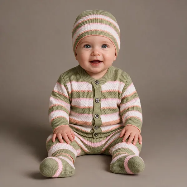 Olive_Green_Knitted_Striped_Winter_Set_For_Baby