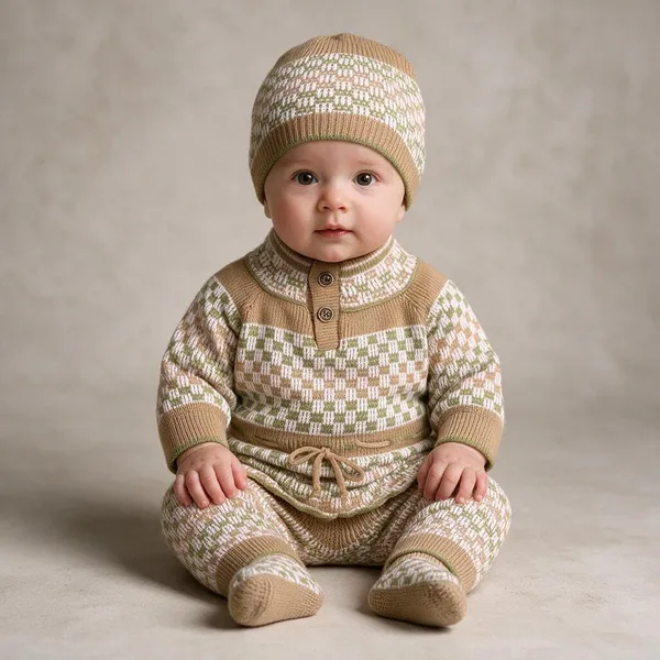 Beige_Knitted_Winterwear_Set_For_Baby