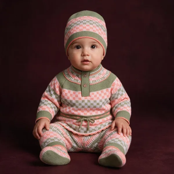 Green_And_Pink_Knitted_Winter_Set_For_Baby