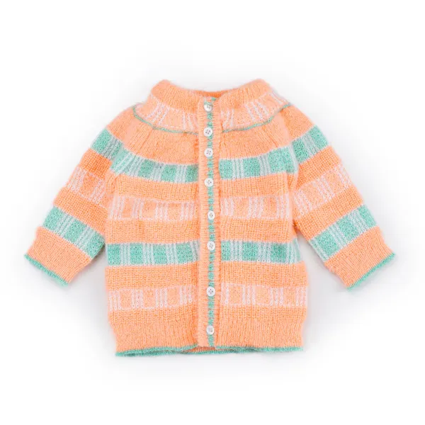 Orange_Knitted_Striped_Cardigan_For_Babies