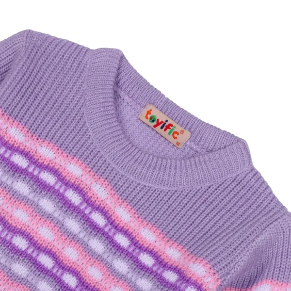 Purple_Knitted_Winter_Cap_And_Booties_Set_For_Baby