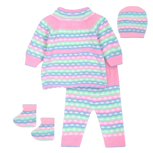 Pink_Knitted_Striped_Outfit_Set_For_Baby