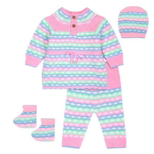 Pink_Knitted_Striped_Outfit_Set_For_Baby