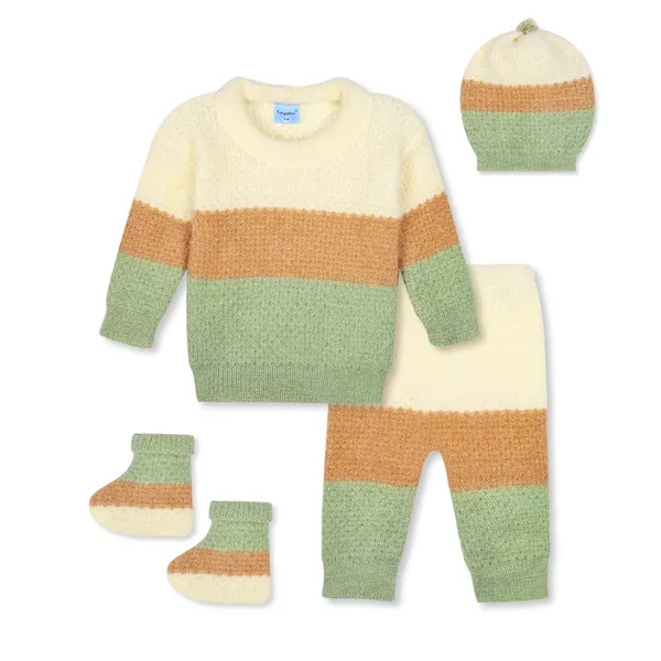 Multicolor_Knitted_Striped_Sweater_Set_For_Babies