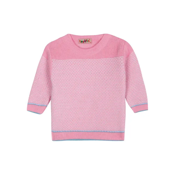 Pink_Knitted_Sweater_Set_With_Cap_And_Booties_For_Baby