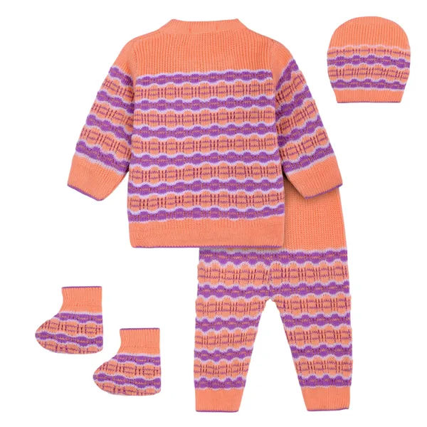 Orange_Knitted_Patterned_Winter_Set_For_Babies