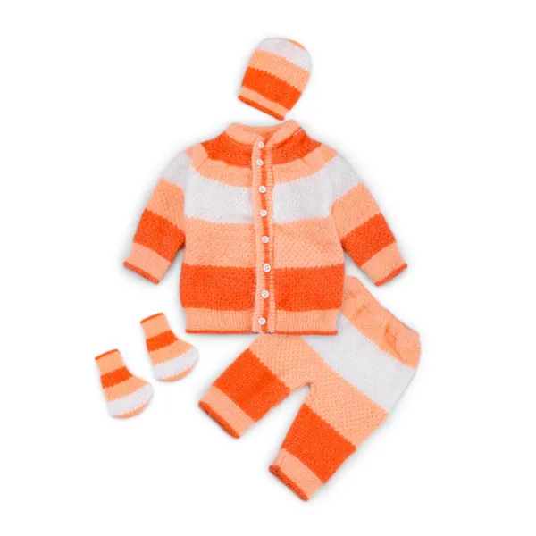 Orange_Knitted_Striped_Winterwear_Set_For_Babies