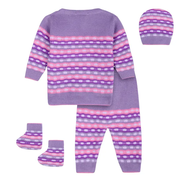 Purple_Knitted_Winter_Cap_And_Booties_Set_For_Baby
