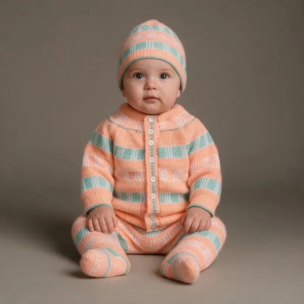 Orange_Knitted_Striped_Cardigan_For_Babies