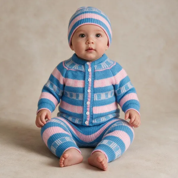 Blue_Pink_Knitted_Cardigan_And_Pants_Set_For_Baby