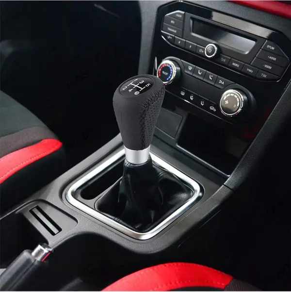 5_Speed_Car_Gear_Shift_Knob_with_Leather_Look_&_Black_Stitch