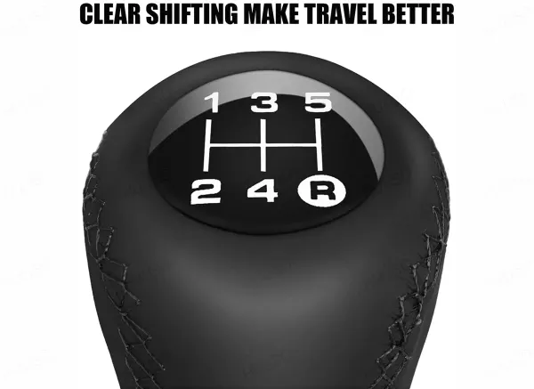 5_Speed_Car_Gear_Shift_Knob_with_Leather_Look_&_Black_Stitch