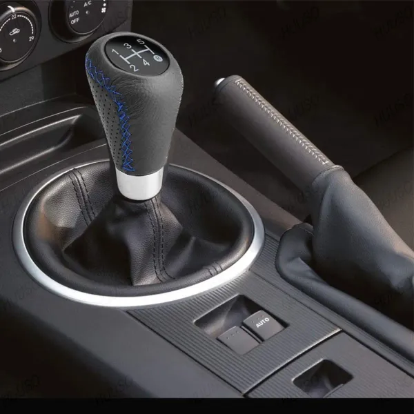 5_Speed_Car_Gear_Shift_Knob_with_Leather_Look_&_Black_Stitch
