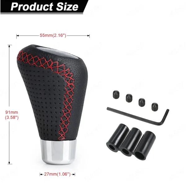 5_Speed_Car_Gear_Shift_Knob_with_Leather_Look_&_Red_Stitch