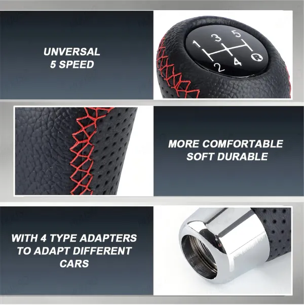 5_Speed_Car_Gear_Shift_Knob_with_Leather_Look_&_Red_Stitch