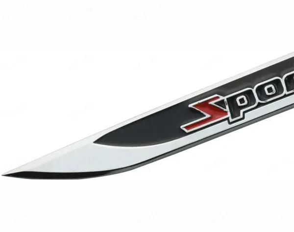 3D_Sports_Zinc_Alloy_Knife_Emblem_Badge,_Silver_Black_Red,_Fender_&_Trunk