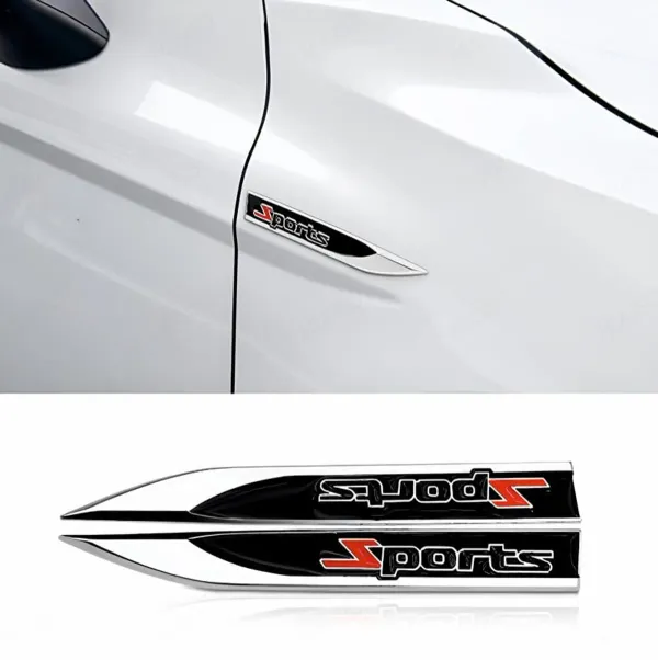 3D_Sports_Zinc_Alloy_Knife_Emblem_Badge,_Silver_Black_Red,_Fender_&_Trunk