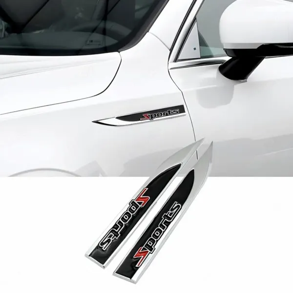 3D_Sports_Zinc_Alloy_Knife_Emblem_Badge,_Silver_Black_Red,_Fender_&_Trunk