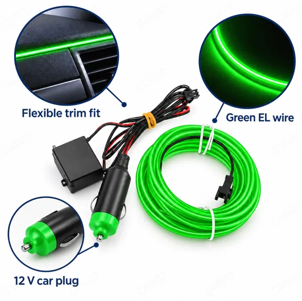 Car_Interior_LED_Strip_Light_5M_Green_Ambient_Electroluminescent_Wire_Kit