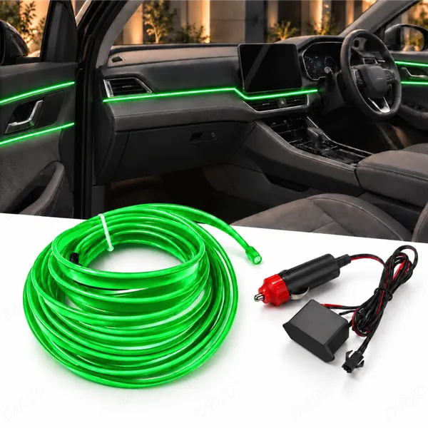 Car_Interior_LED_Strip_Light_5M_Green_Ambient_Electroluminescent_Wire_Kit
