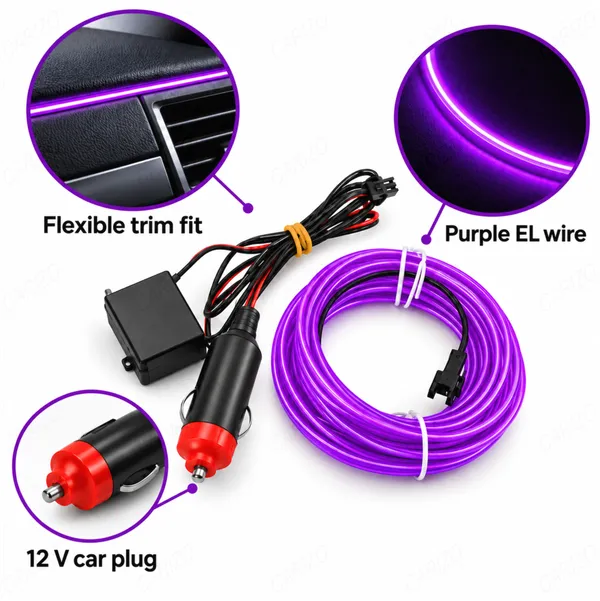 Car_Interior_LED_Strip_Light_5M_Purple_Ambient_Electroluminescent_Wire_Kit