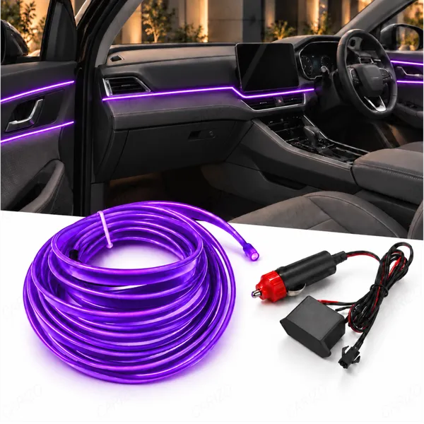 Car_Interior_LED_Strip_Light_5M_Purple_Ambient_Electroluminescent_Wire_Kit