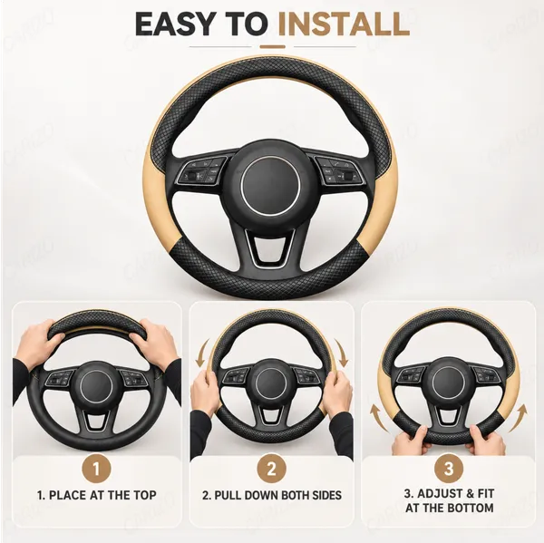 ComfyGrip_Steering_Wheel_Cover_Black_&_Beige_with_Anti-Slip_Sporty_Design