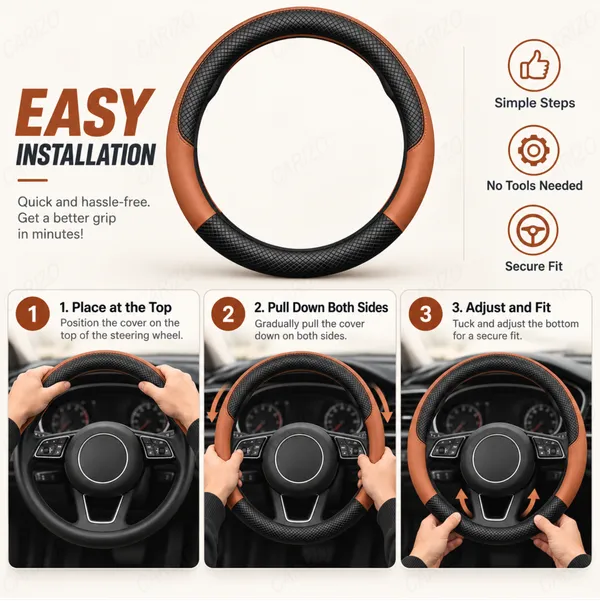 ComfyGrip_Steering_Wheel_Cover_Black_&_Brown_with_Anti-Slip_Sporty_Design