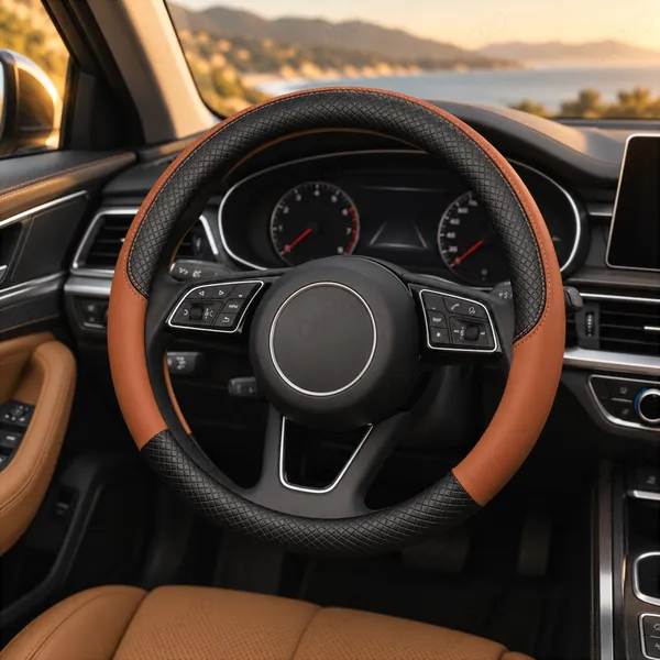 ComfyGrip_Steering_Wheel_Cover_Black_&_Brown_with_Anti-Slip_Sporty_Design