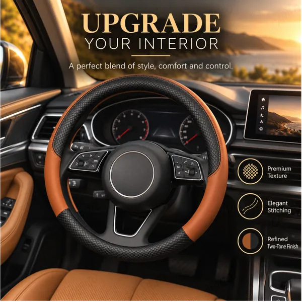 ComfyGrip_Steering_Wheel_Cover_Black_&_Brown_with_Anti-Slip_Sporty_Design