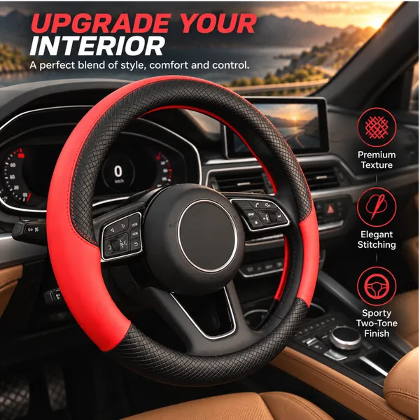 ComfyGrip_Steering_Wheel_Cover_Black_&_Red_with_Anti-Slip_Sporty_Design