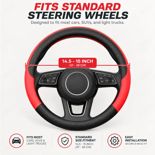 ComfyGrip_Steering_Wheel_Cover_Black_&_Red_with_Anti-Slip_Sporty_Design