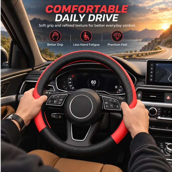 ComfyGrip_Steering_Wheel_Cover_Black_&_Red_with_Anti-Slip_Sporty_Design