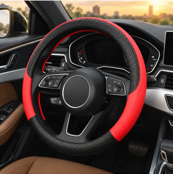 ComfyGrip_Steering_Wheel_Cover_Black_&_Red_with_Anti-Slip_Sporty_Design
