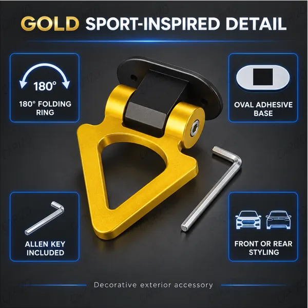 Dummy_Tow_Hook_Kit_for_Car_Bumper_Decoration,_Triangle_Golden_Exterior_Styling_Accessory